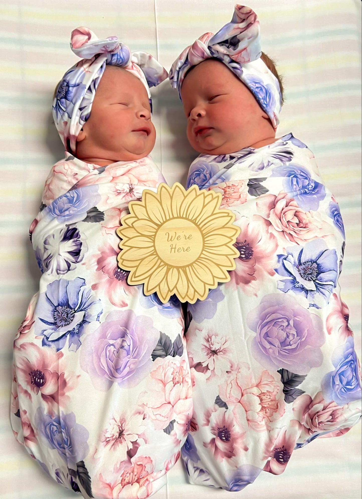 Hello World Sunflower Birth Announcement Disc