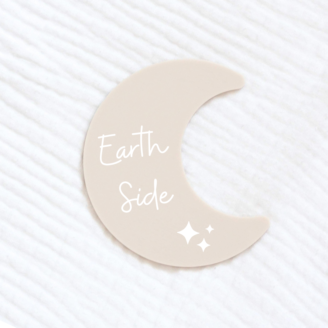 Acrylic Earth Side Moon Baby Announcement