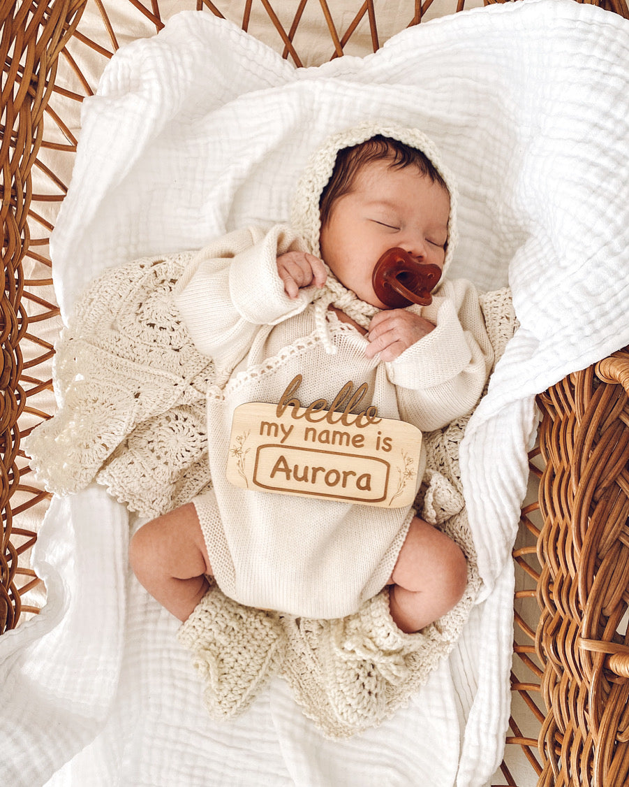 Hello My Name Is Announcement Plaque | Birth Announcement Disc