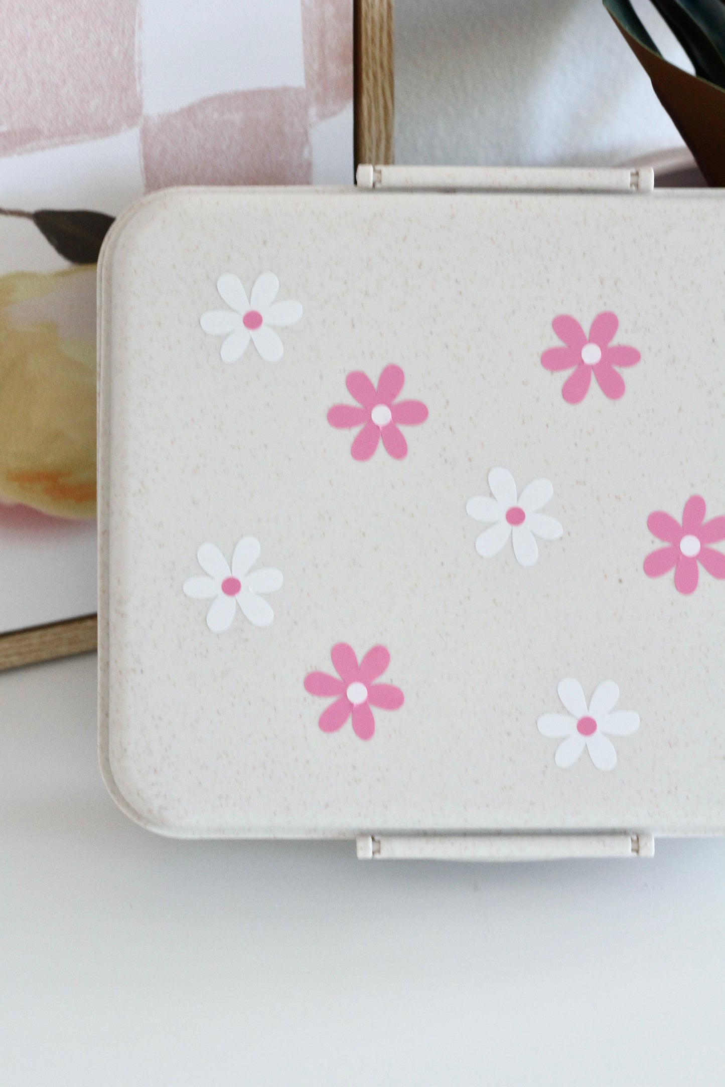 Pink And White Flower Vinyl Stickers | Set of 10