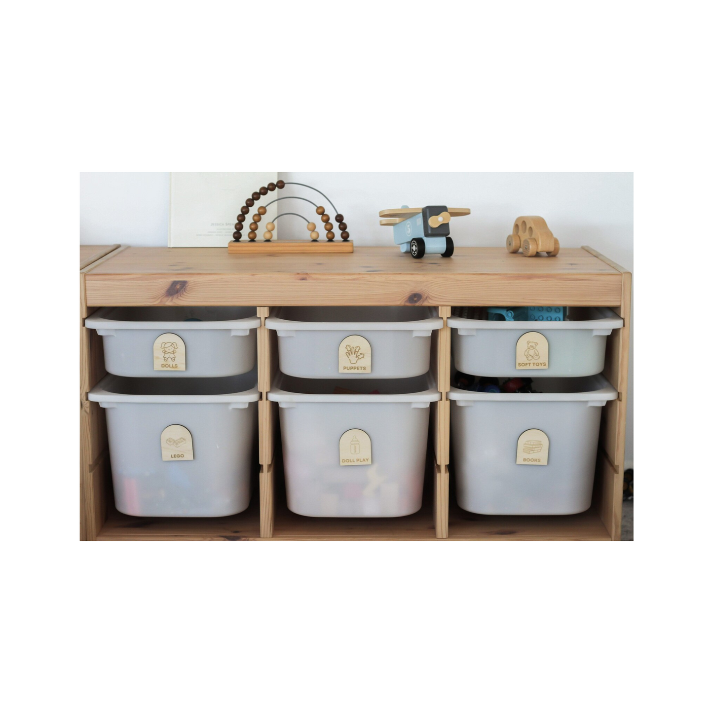 Wooden Toy Storage Tub Labels | Trofast Labels | Storage Label Set | Playroom Decor