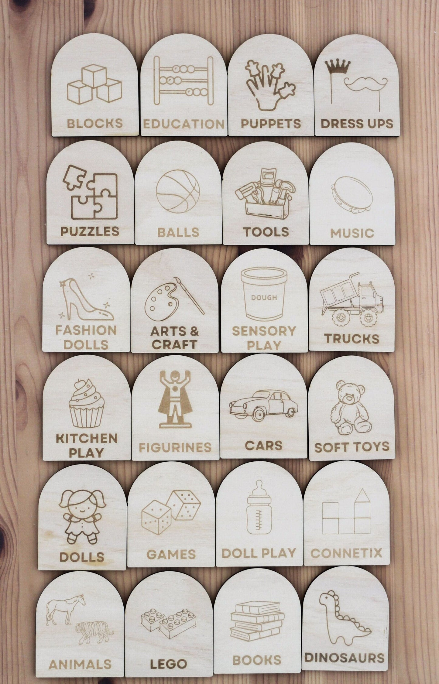 Wooden Toy Storage Tub Labels | Trofast Labels | Storage Label Set | Playroom Decor