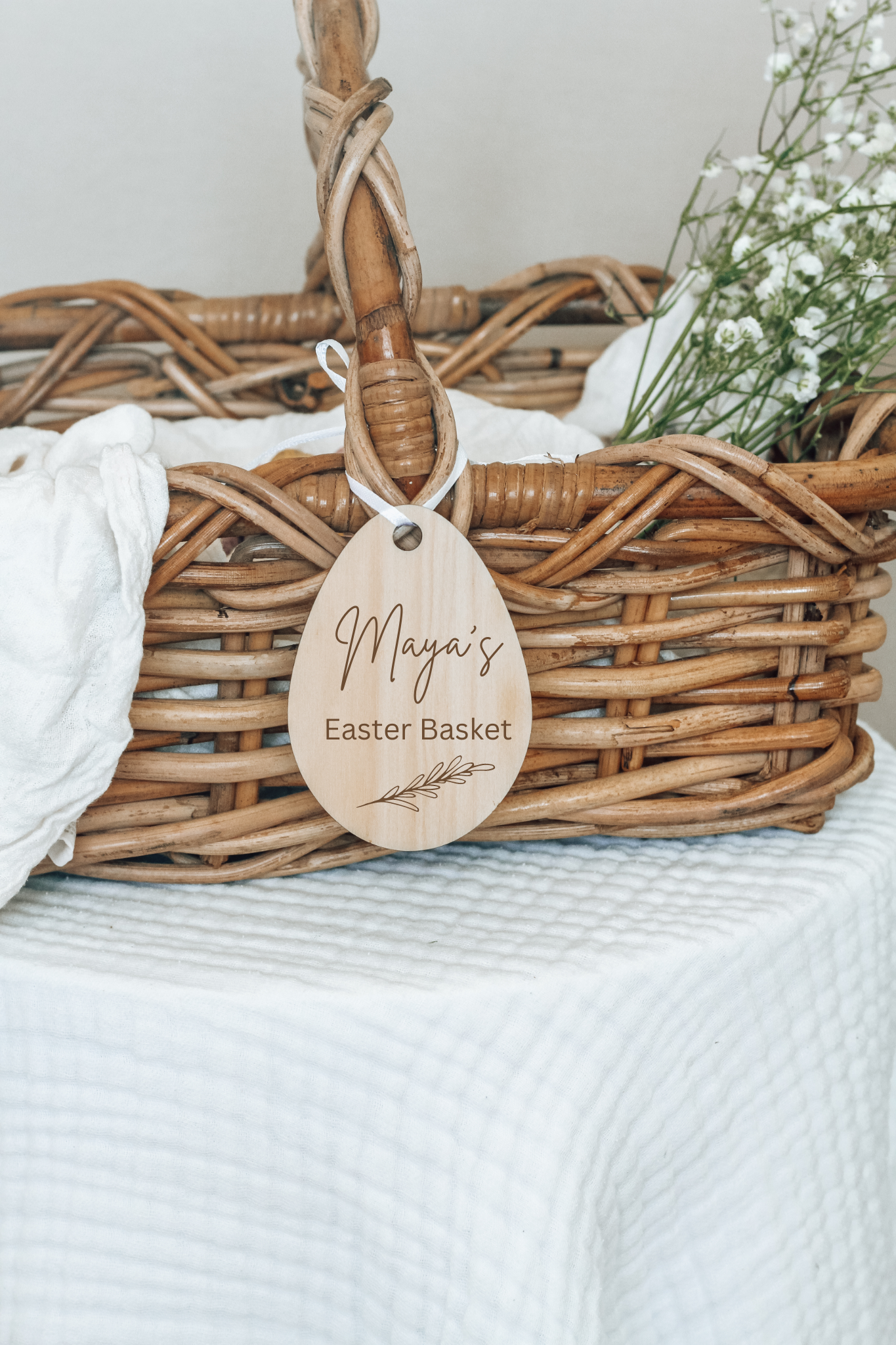 Personalised Easter Basket Name Tag - Leaf