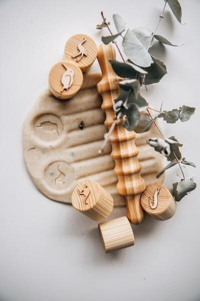 Wooden Patterned Playdough Roller