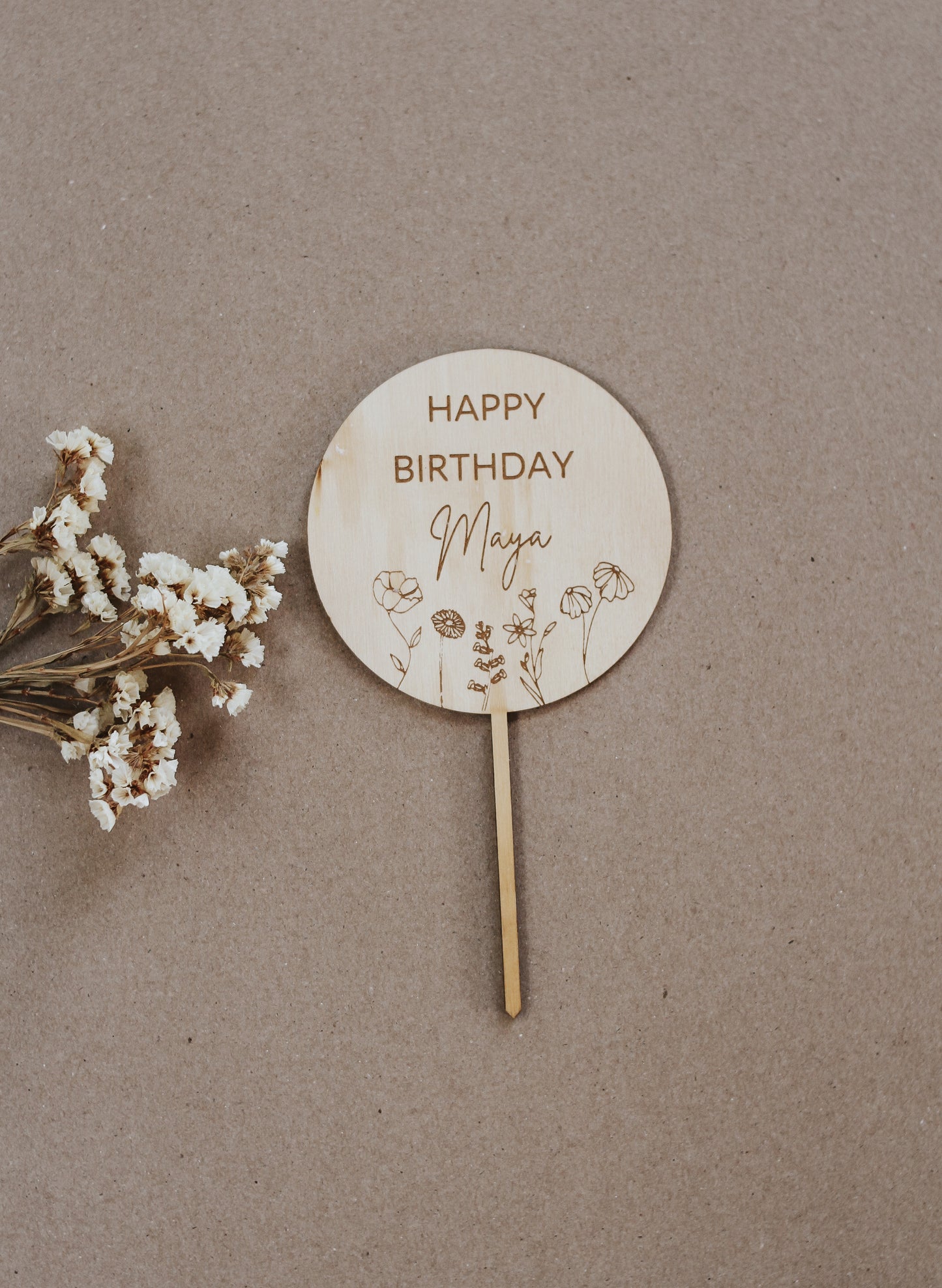 Personalised Wild Flower Cake Topper