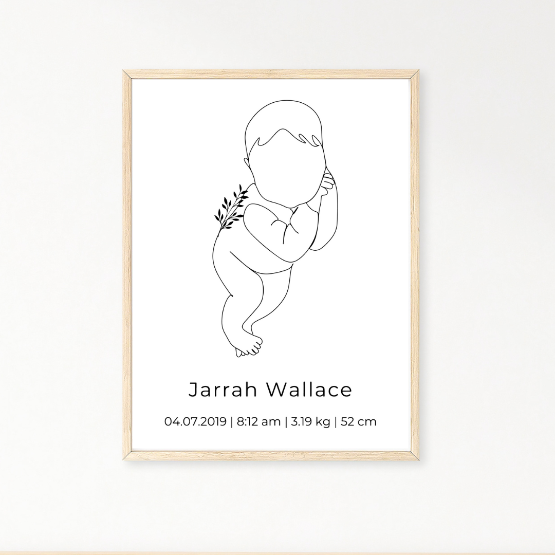 Personalised Printable Birth Poster - Leaf