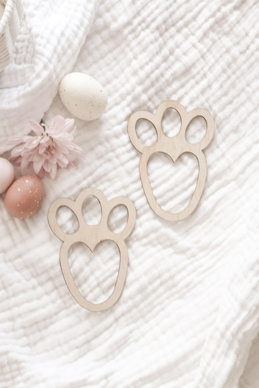 Wooden Easter Bunny Foot Print Set