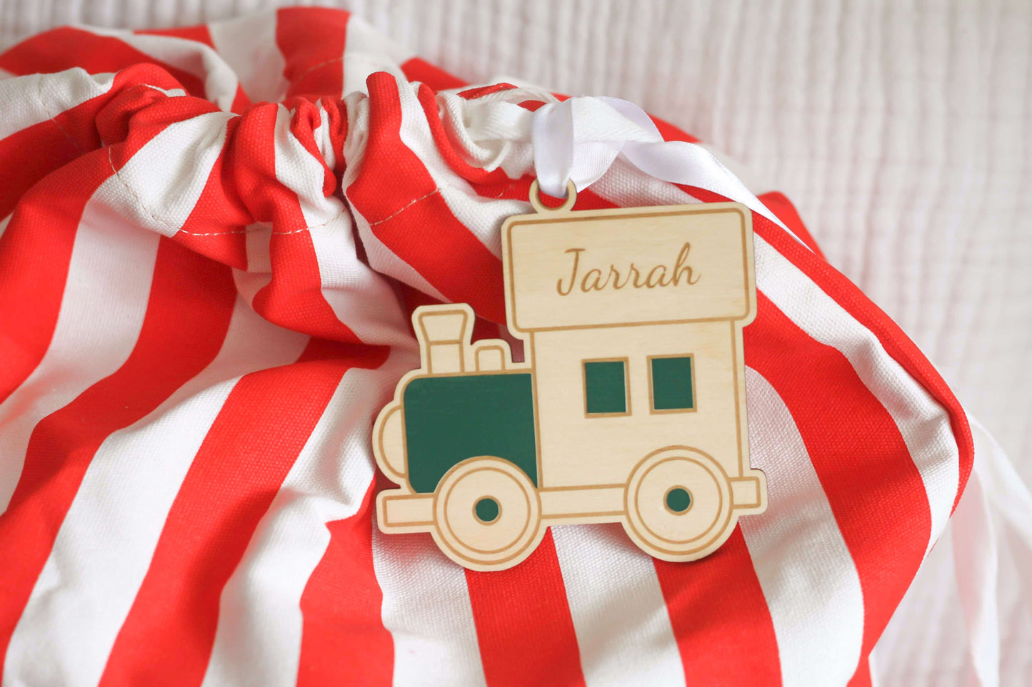 Personalised Wooden Train Christmas Ornament | Wooden Gift Tag