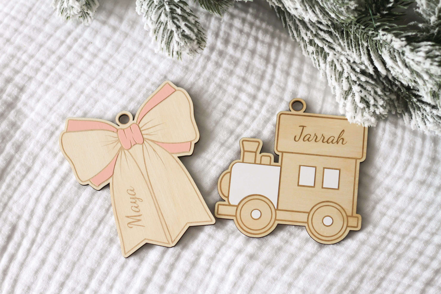 Personalised Wooden Train Christmas Ornament | Wooden Gift Tag