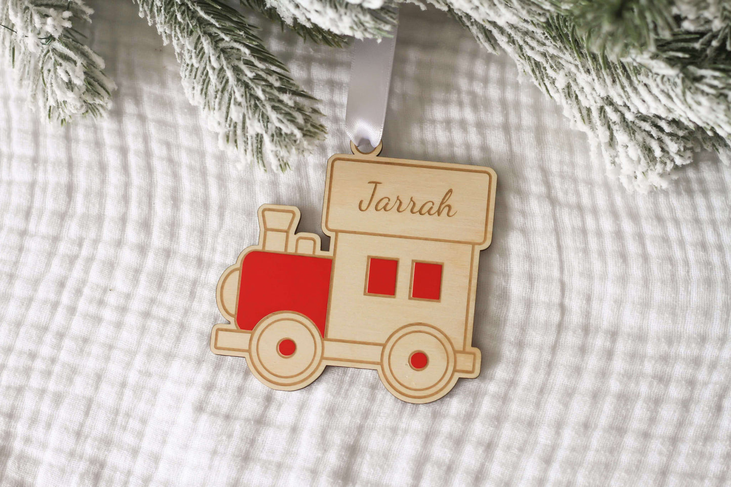 Personalised Wooden Train Christmas Ornament | Wooden Gift Tag