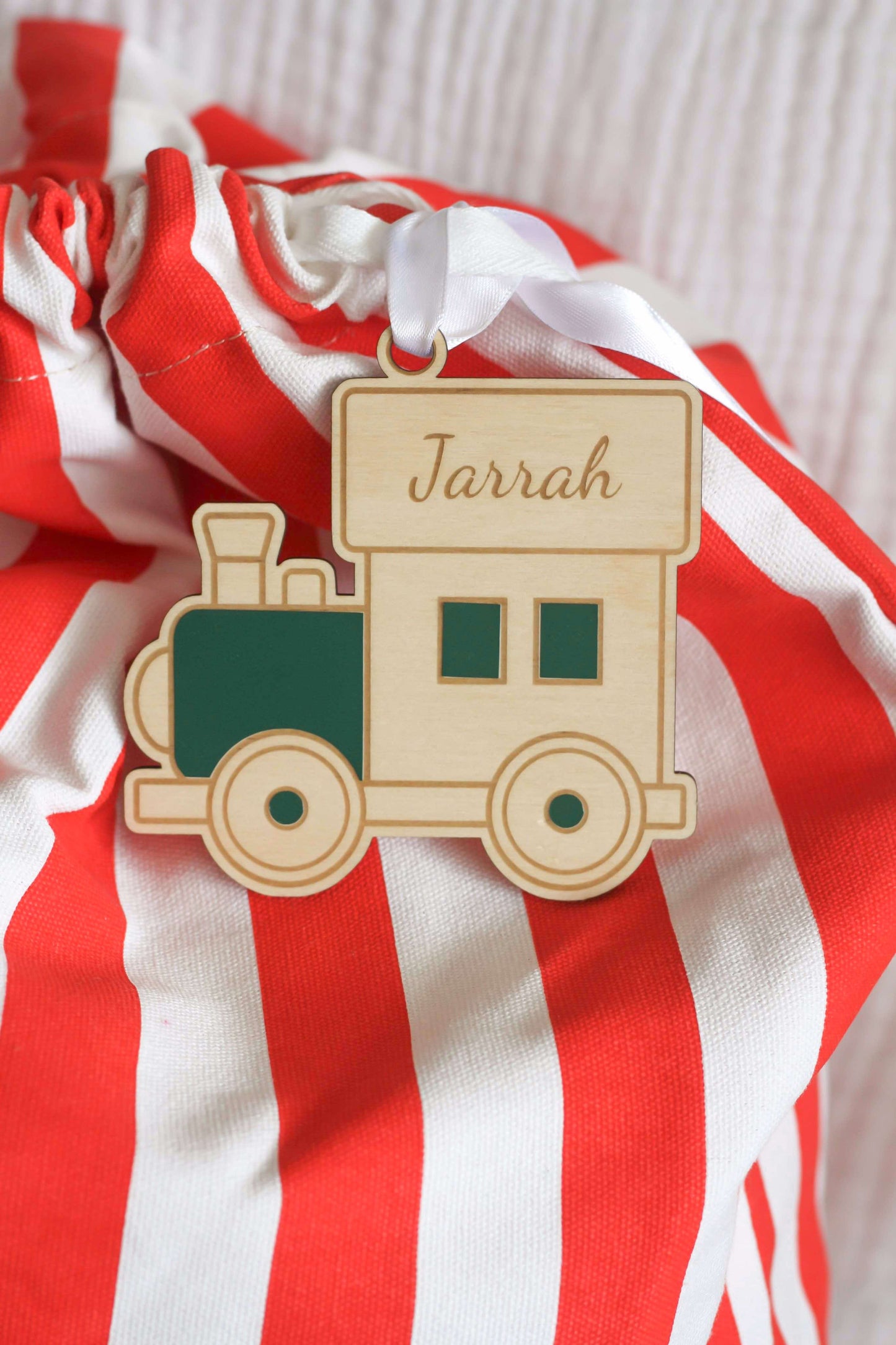 Personalised Wooden Train Christmas Ornament | Wooden Gift Tag