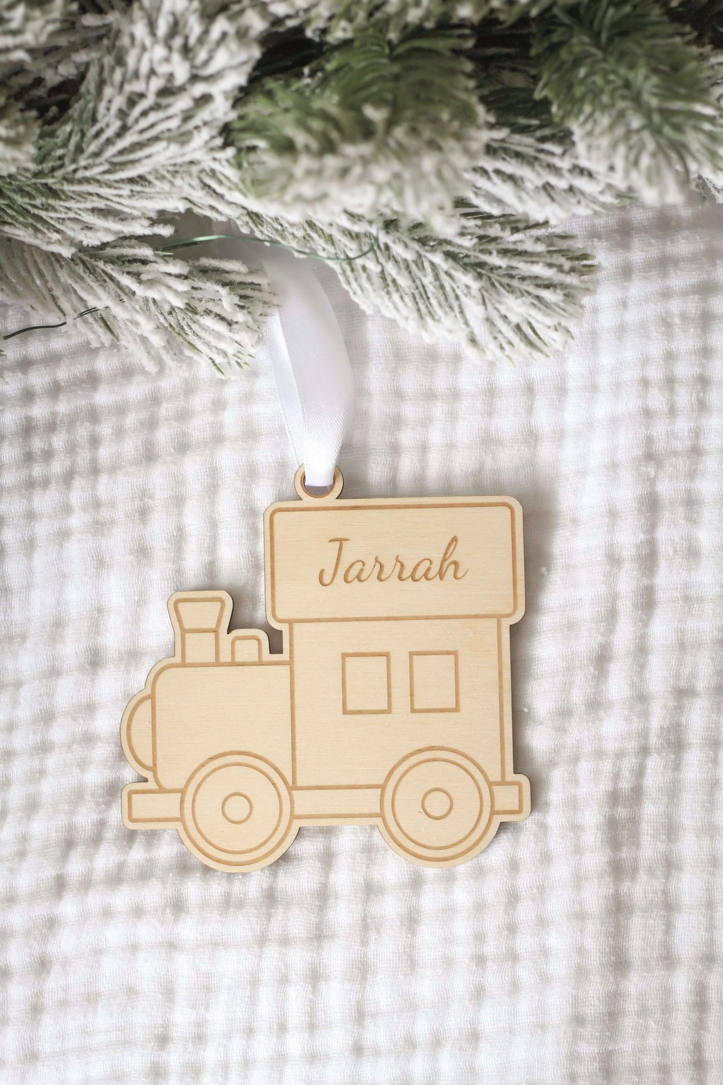 Personalised Wooden Train Christmas Ornament | Wooden Gift Tag