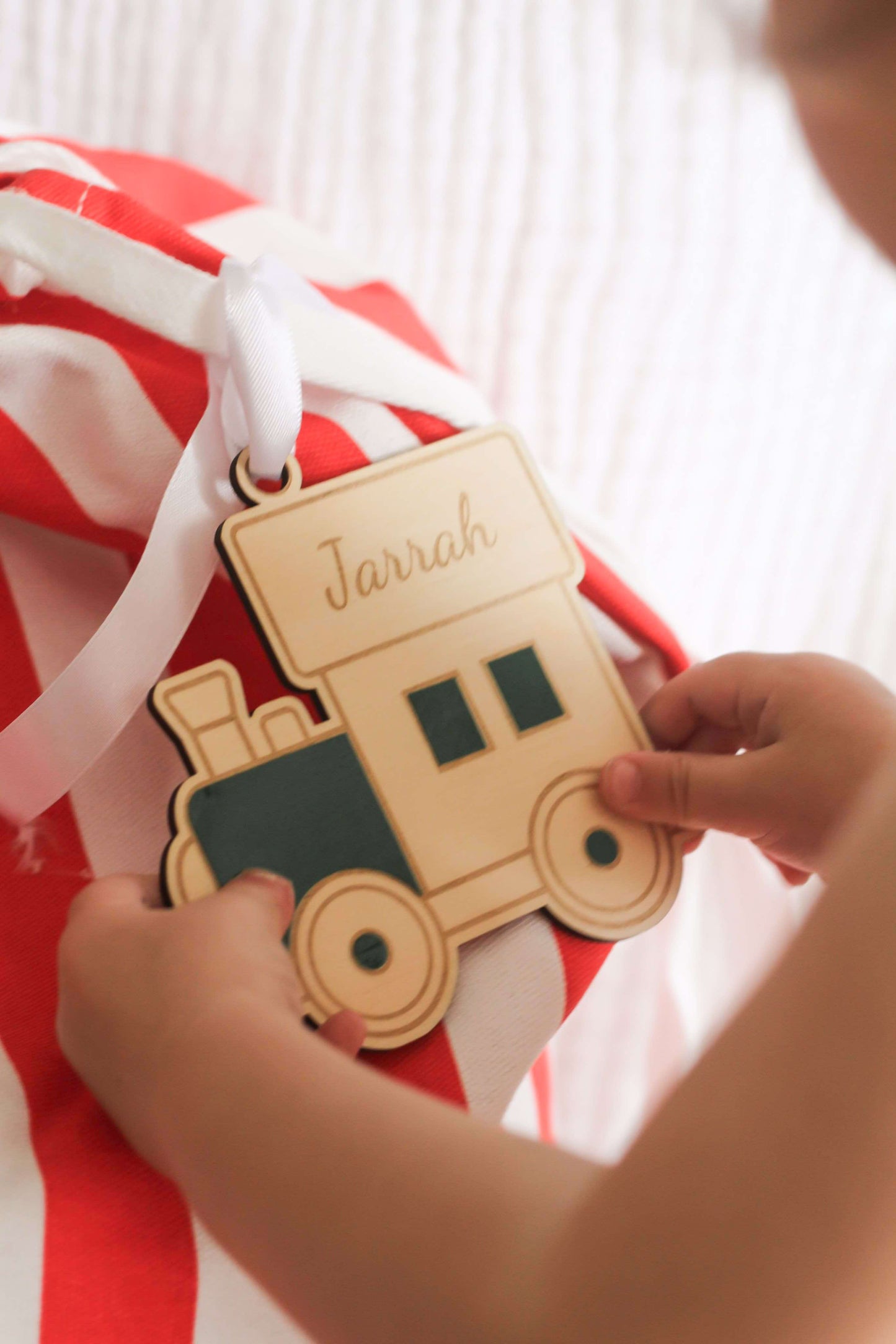 Personalised Wooden Train Christmas Ornament | Wooden Gift Tag