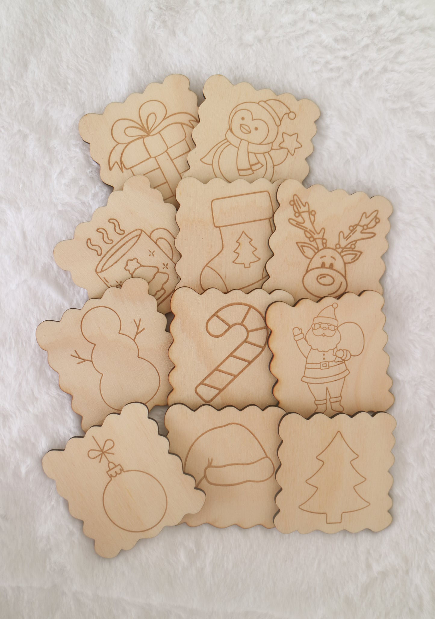 DIY Wooden Christmas Art Tiles