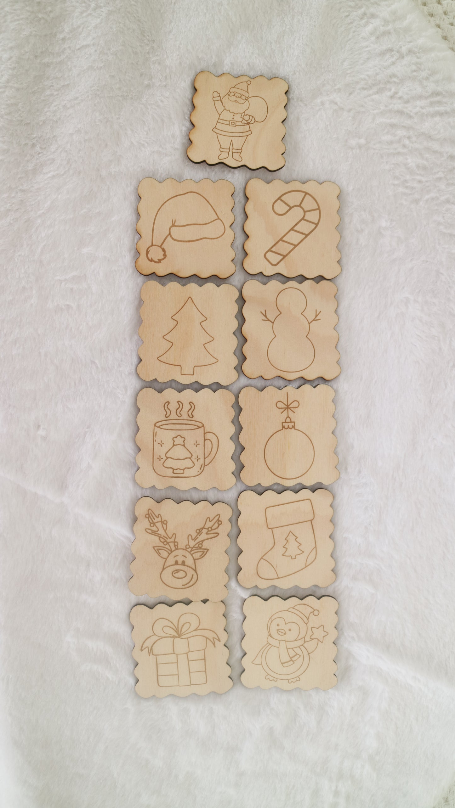 DIY Wooden Christmas Art Tiles