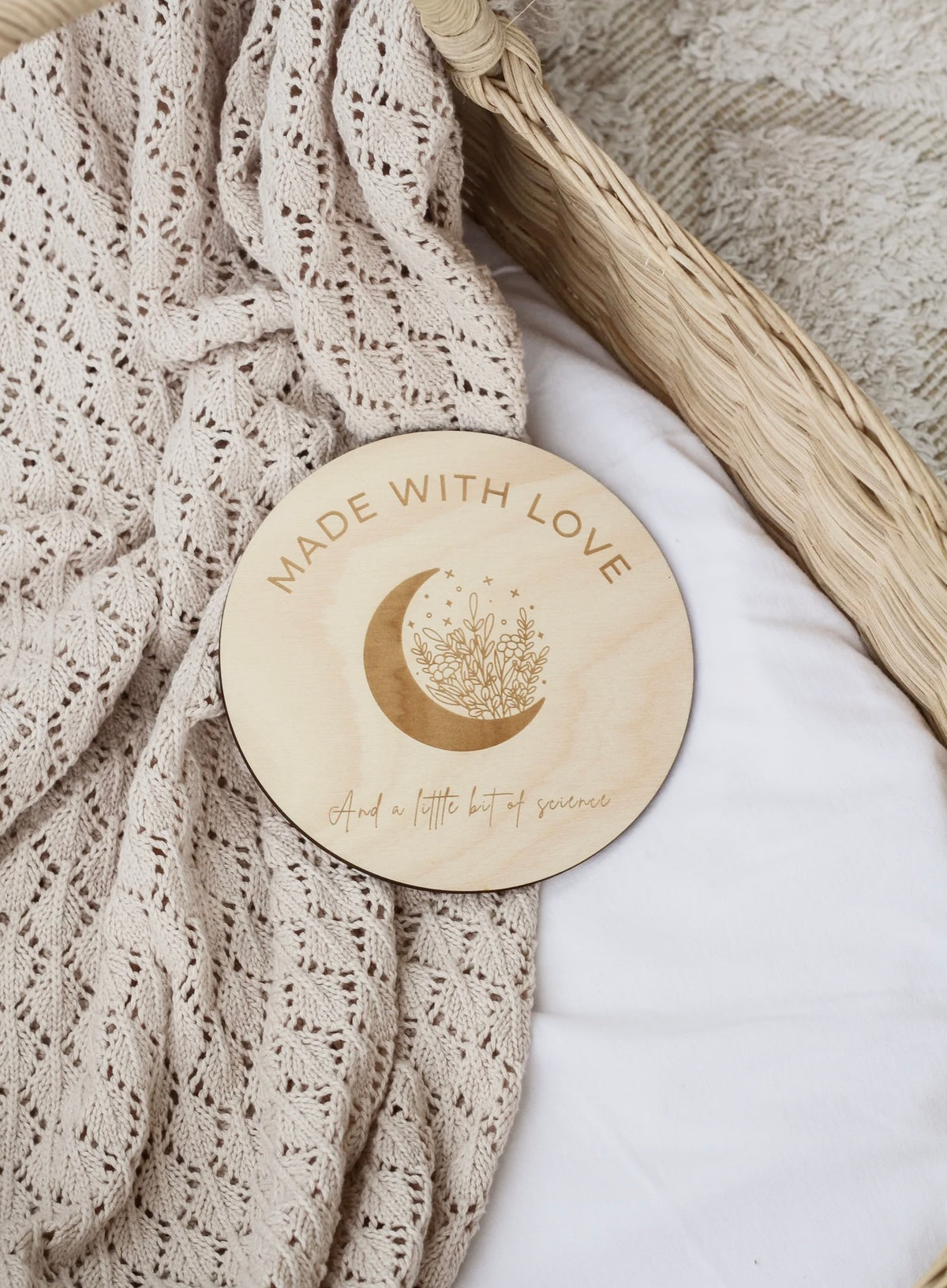 Made With Love And A Little Bit Of Science IVF Baby Announcement Disc