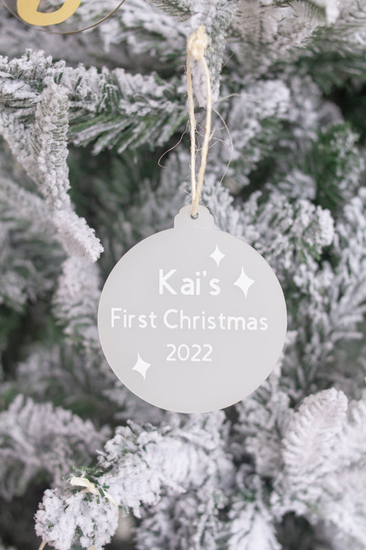 Personalised First Christmas Bauble - Frosted