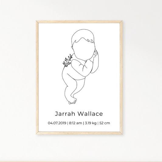 Personalised Printable Birth Poster - Leaf